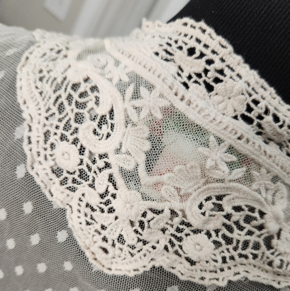Flying Tomato Ivory Long Sleeve Lace Top Size Medium - Picture 8 of 10